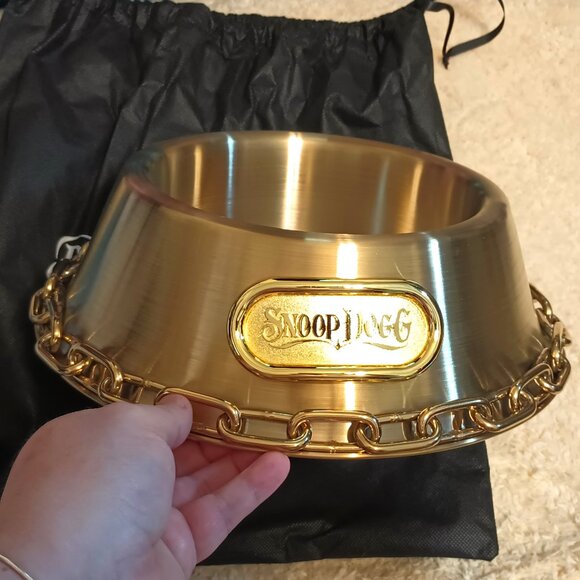 NWT~Snoop Doggie Doggs' Off The Chain Deluxe Gold SS Dog Bowl (5 Cups, 42 FL OZ) - Picture 3 of 13